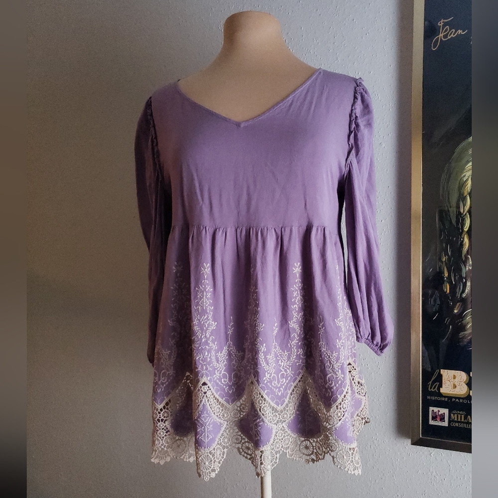 Andree Blue Purple Lace Blouse